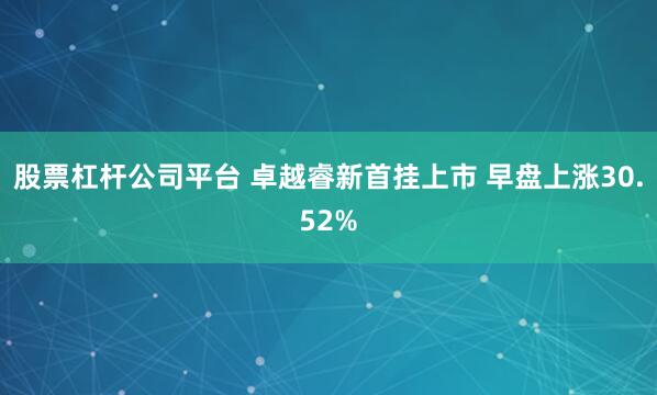 股票杠杆公司平台 卓越睿新首挂上市 早盘上涨30.52%
